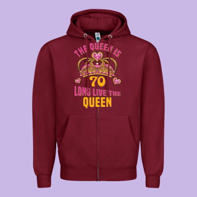 The Queen Is 70 Long Live The Queen Zipper Hoodie Designed By Jasminsmagicworld