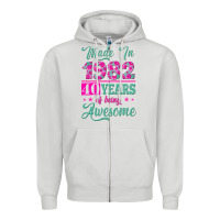 Dove Grey made in 1982, 40 years of being awesome Zipper Hoodie - Jasminsmagicworld