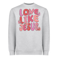 Heather Grey love like jesus Heavyweight Sweatshirt - MaliasSmallBusiness