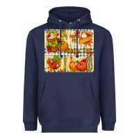 Navy Hello Fall pumpkins Heavyweight Hoodie - NancyCooperArtShop