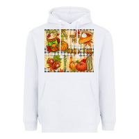 White Hello Fall pumpkins Heavyweight Hoodie - NancyCooperArtShop