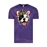 Cloud Purple french bulldog floral Vintage Tee - Jasminsmagicworld