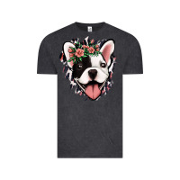 Vintage Black french bulldog floral Vintage Tee - Jasminsmagicworld