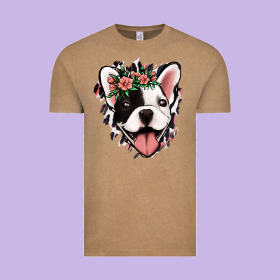 French Bulldog Floral Vintage Tee Designed By Jasminsmagicworld