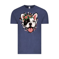 Vintage Denim french bulldog floral Vintage Tee - Jasminsmagicworld