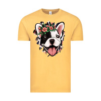 Vintage Mustard french bulldog floral Vintage Tee - Jasminsmagicworld