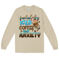 Mushroom fueled by iced coffee and anxiety Long Sleeve Tee - NancyCooperArtShop