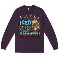 Plum fueled by iced coffee and anxiety Long Sleeve Tee - NancyCooperArtShop