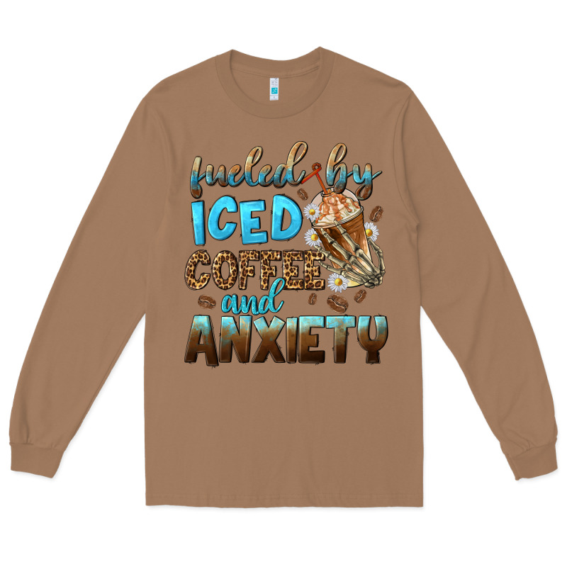 Fueled By Iced Coffee And Anxiety Long Sleeve Tee by NancyCooperArtShop | Teevron