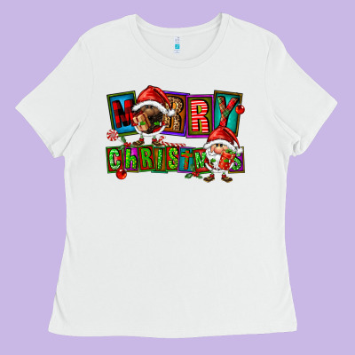 Merry Christmas Gnomies Ladies Tee Designed By Fadigitalartstudio