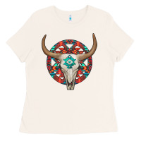 Bone turquoise aztec bullskull Ladies Tee - JahusDesignShop