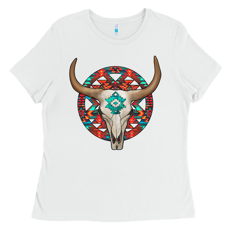 Turquoise Aztec Bullskull Ladies Tee by JahusDesignShop | Teevron