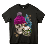 Asphalt winter skeleton skull Heavy Core Tee - FaDigitalArtStudio