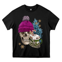 Black winter skeleton skull Heavy Core Tee - FaDigitalArtStudio