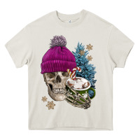 Cream winter skeleton skull Heavy Core Tee - FaDigitalArtStudio
