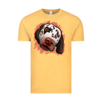 Vintage Mustard dalmatians peach glitter background Vintage Tee - Jasminsmagicworld