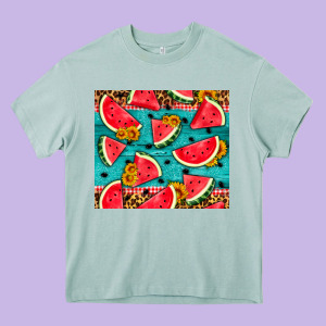 Watermelon And Sunflowers Heavy Core Tee Designed By Hra Design Shop