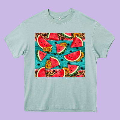 Watermelon And Sunflowers Heavy Core Tee Designed By Hra Design Shop