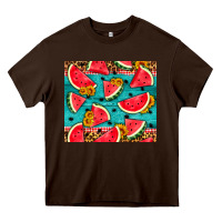 Chocolate Brown watermelon and sunflowers Heavy Core Tee - HRA Design Shop