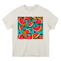 Cream watermelon and sunflowers Heavy Core Tee - HRA Design Shop