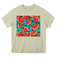 Mossy watermelon and sunflowers Heavy Core Tee - HRA Design Shop