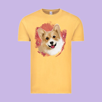 Corgi Peach Watercolor Background Vintage Tee Designed By Jasminsmagicworld