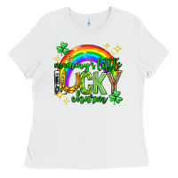 White St. Patrick's Day Mommy's little lucky charm Ladies Tee - Neo Western