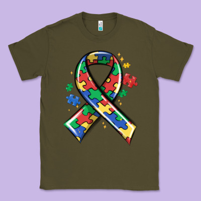 Autism Puzzle Ribbon Classic Tee Designed By Maliassmallbusiness