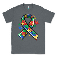 Charcoal Heather autism puzzle ribbon Classic Tee - MaliasSmallBusiness