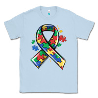 Dusty Blue autism puzzle ribbon Classic Tee - MaliasSmallBusiness