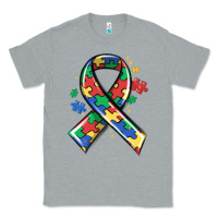 Heather Grey autism puzzle ribbon Classic Tee - MaliasSmallBusiness