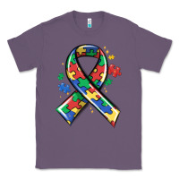 Lavender autism puzzle ribbon Classic Tee - MaliasSmallBusiness