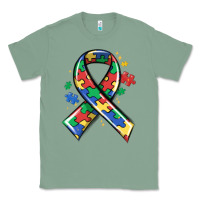 Sage autism puzzle ribbon Classic Tee - MaliasSmallBusiness