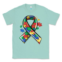 Seafoam autism puzzle ribbon Classic Tee - MaliasSmallBusiness