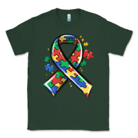 Sports Green autism puzzle ribbon Classic Tee - MaliasSmallBusiness