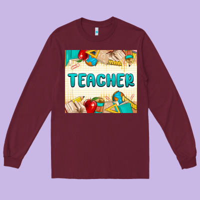 Teacher Long Sleeve Tee Designed By Maliassmallbusiness