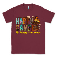 Burgundy Happy Camper Be Happy Or Go Away Classic Tee - CowhideDigitalArt