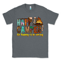 Charcoal Heather Happy Camper Be Happy Or Go Away Classic Tee - CowhideDigitalArt