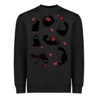 Black valentine cat Heavyweight Sweatshirt - MaliasSmallBusiness
