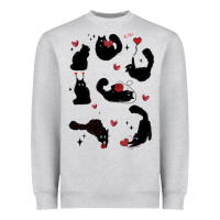 Heather Grey valentine cat Heavyweight Sweatshirt - MaliasSmallBusiness
