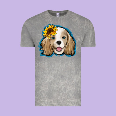 Cocker Spaniel Sunflower Vintage Tee Designed By Jasminsmagicworld