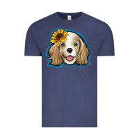 Vintage Denim cocker spaniel sunflower Vintage Tee - Jasminsmagicworld