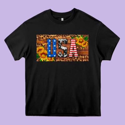 Usa Sunflowers License Plate Heavy Core Tee Designed By Hra Design Shop