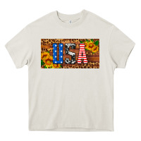 Cream usa sunflowers license plate Heavy Core Tee - HRA Design Shop