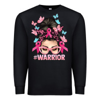 Black Warrior Cancer messy bun Cancer Awareness Premium Sweatshirt - HowdyJamesFarm
