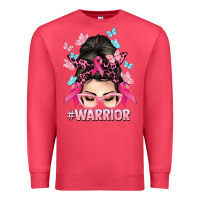 Cardinal Warrior Cancer messy bun Cancer Awareness Premium Sweatshirt - HowdyJamesFarm