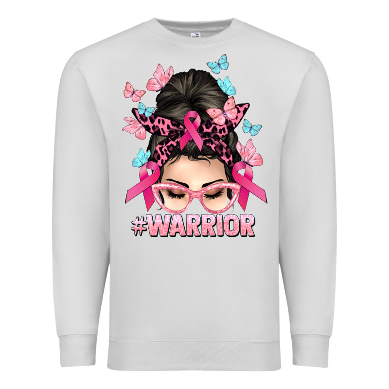 Warrior Cancer Messy Bun Cancer Awareness Premium Sweatshirt by HowdyJamesFarm | Teevron