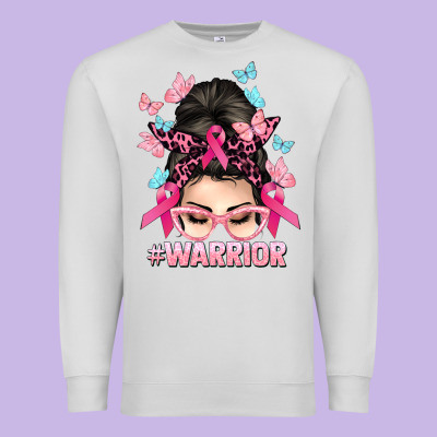 Warrior Cancer Messy Bun Cancer Awareness Premium Sweatshirt Designed By Howdyjamesfarm