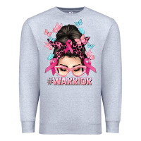 Heather Grey Warrior Cancer messy bun Cancer Awareness Premium Sweatshirt - HowdyJamesFarm