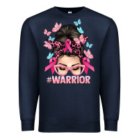 Navy Warrior Cancer messy bun Cancer Awareness Premium Sweatshirt - HowdyJamesFarm